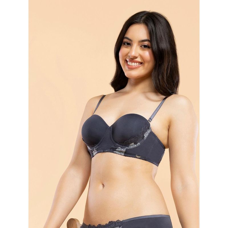 Enamor Luxe Lace Detachable Straps Padded Wired High Coverage Balconette Bra F143 (34D)
