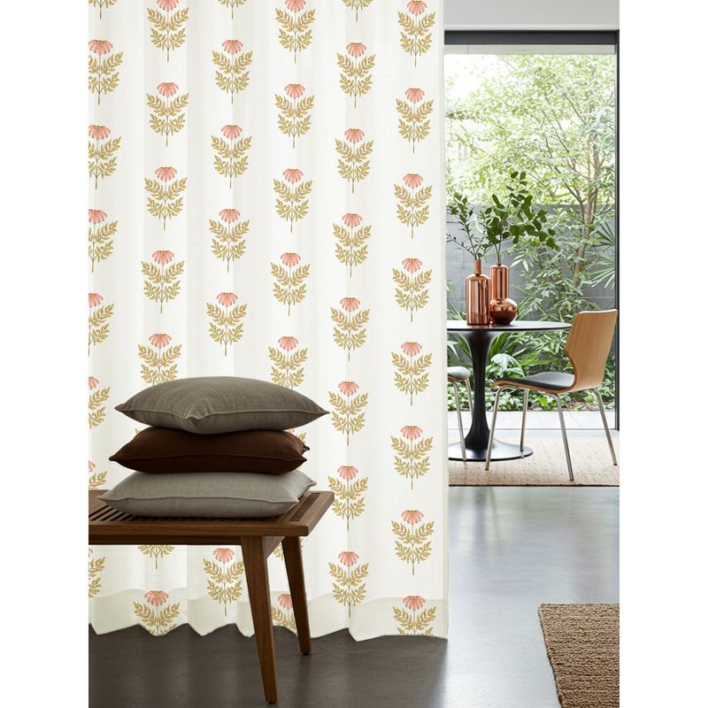 Urban Space 100% Cotton Window Curtain with Tieback & Eyelets Amara Peach (5 x 4 feet)