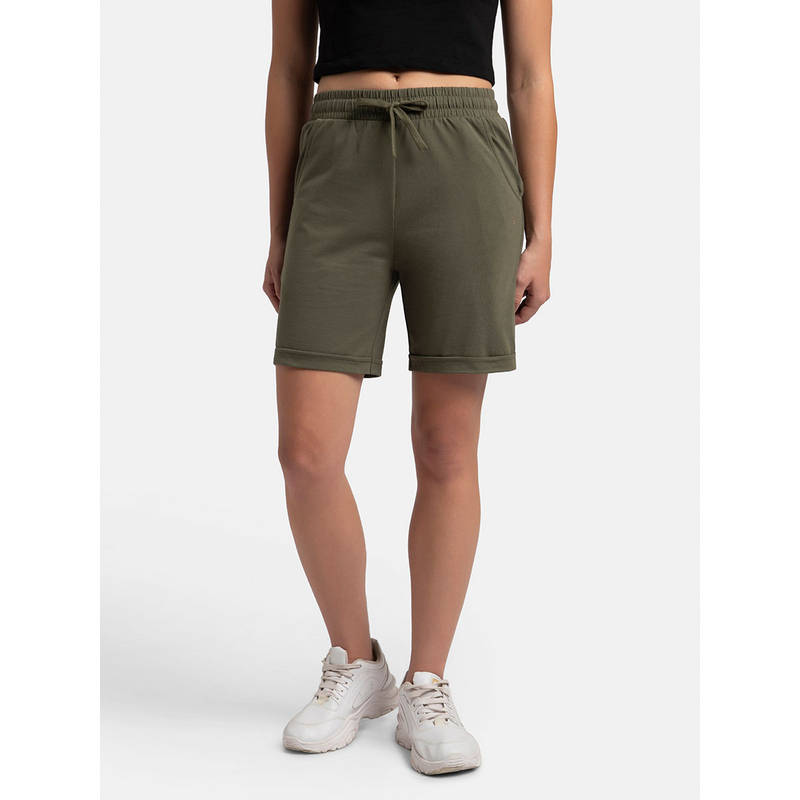 Jockey AW23 Women Super Combed Cotton Rich Regular Fit Shorts - Beetle (S)