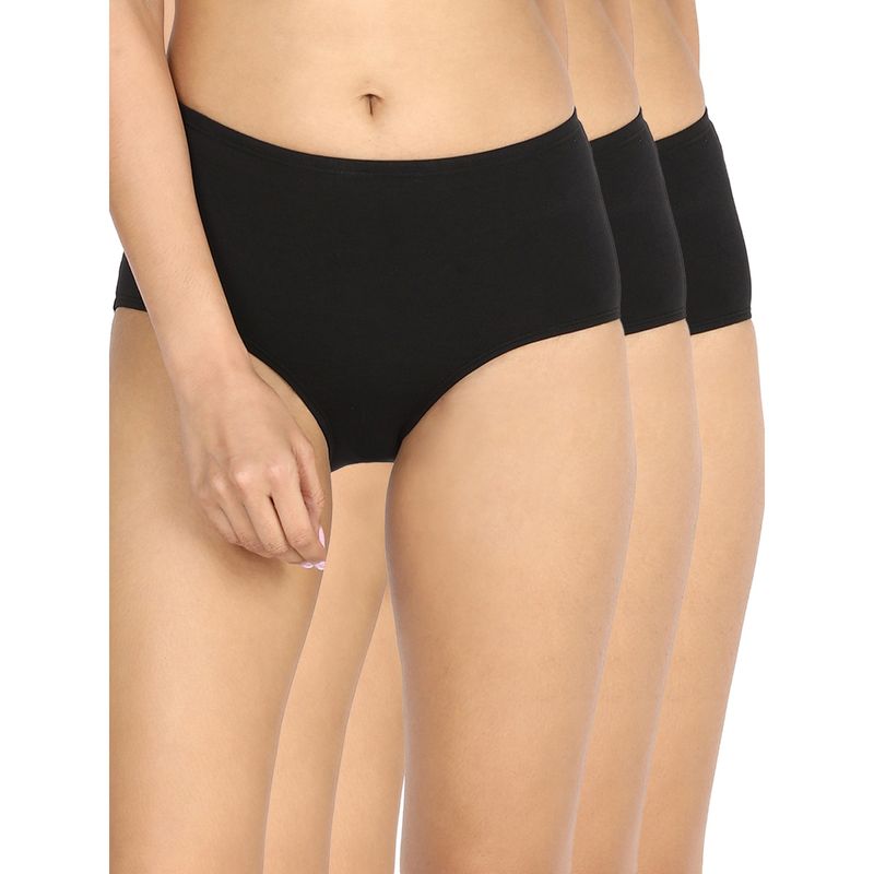 Nykd by Nykaa Pack of 3 Cotton Full Brief With Anti Odor-Nyp104-All Black (L)