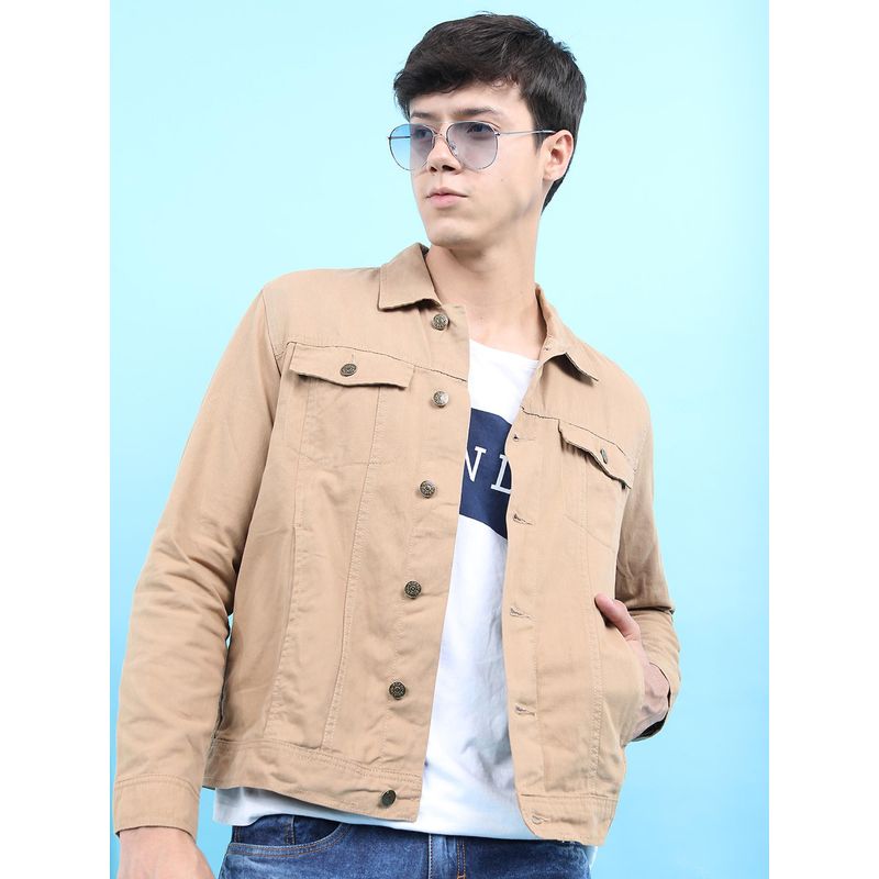 HIGHLANDER Men Khaki Solid Shacket (M)