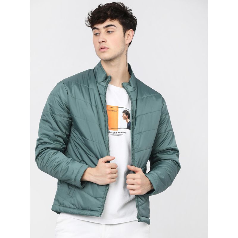 HIGHLANDER Men Teal Typography Puffer Jacket (XL)