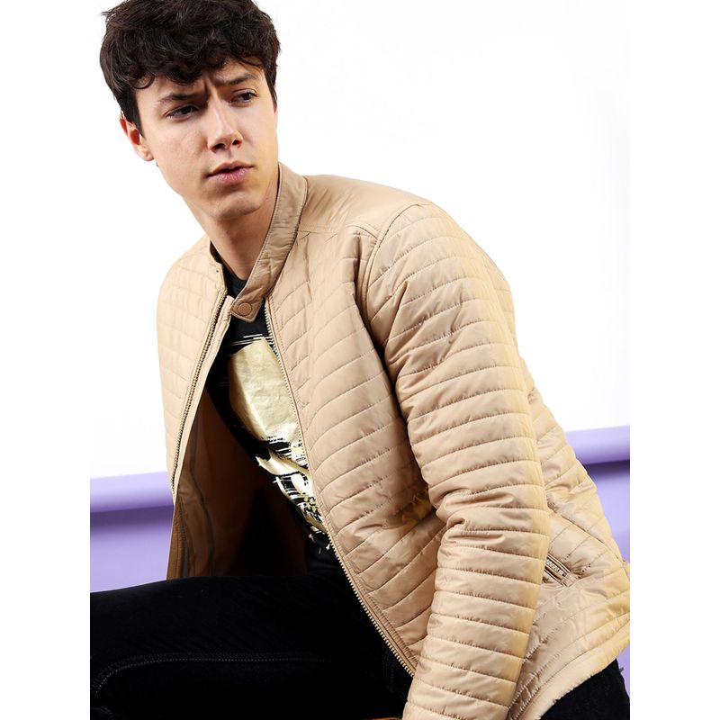 HIGHLANDER Men Tan Solid Puffer Jacket (M)