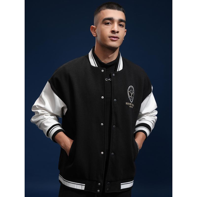 HIGHLANDER Men Black Printed Bomber Jacket (XL)
