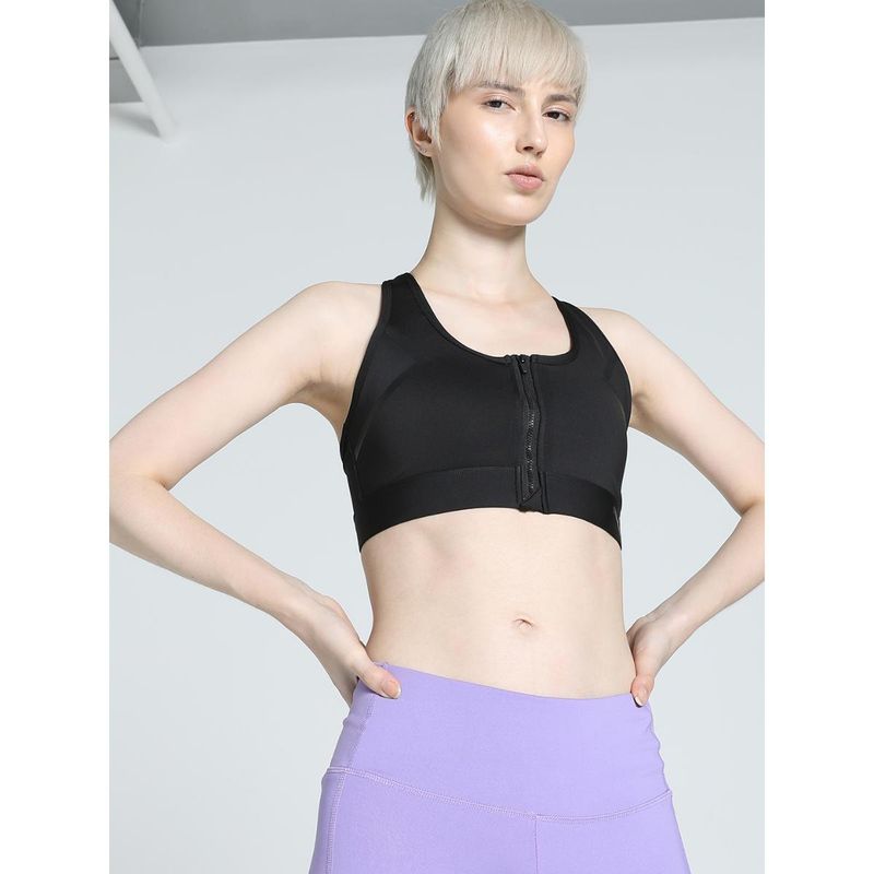 Puma Front Zip Womens Black Sports Bra (M)