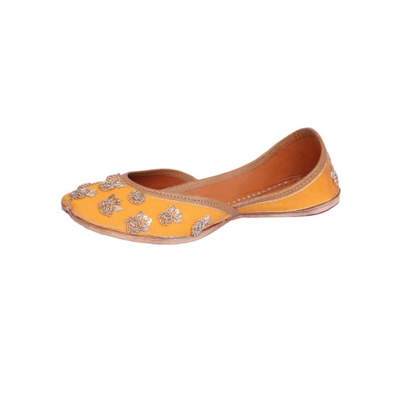 KURRBAT Apricot Orange and Golden Motif Juttis (EURO 35)