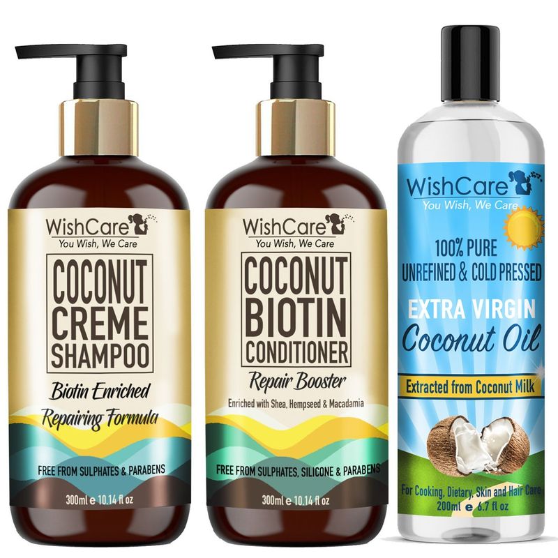 WishCare Coconut Biotin Hair Combo- Paraben And Sulphate Free Shampoo ...
