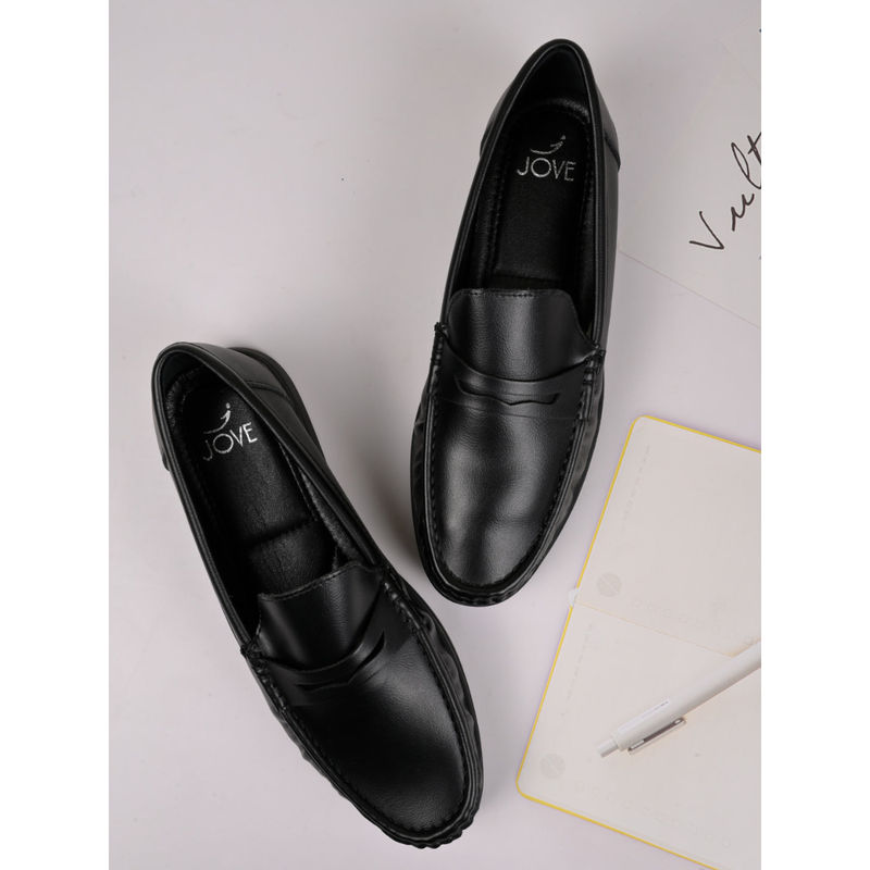 Jove Women Black Solid Loafers (EURO 40)