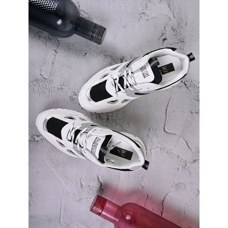 Jove Women Black & White Colourblocked Sneakers (EURO 36)