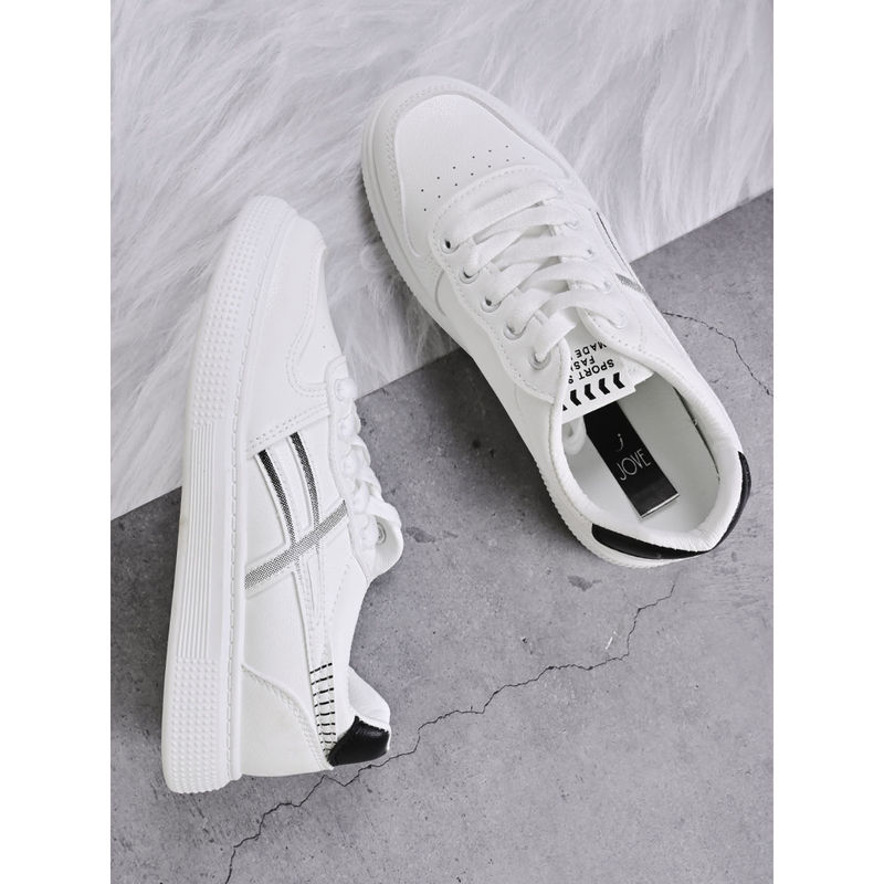 Jove Women White & Black Printed Sneakers (EURO 36)
