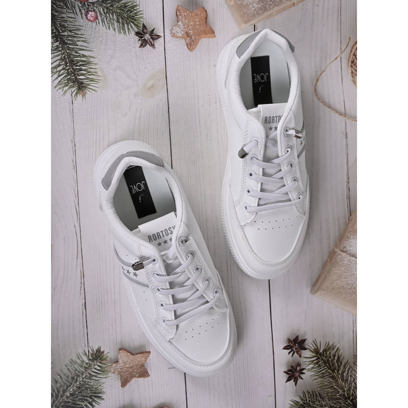Jove Women White & Grey Printed Sneakers (EURO 36)