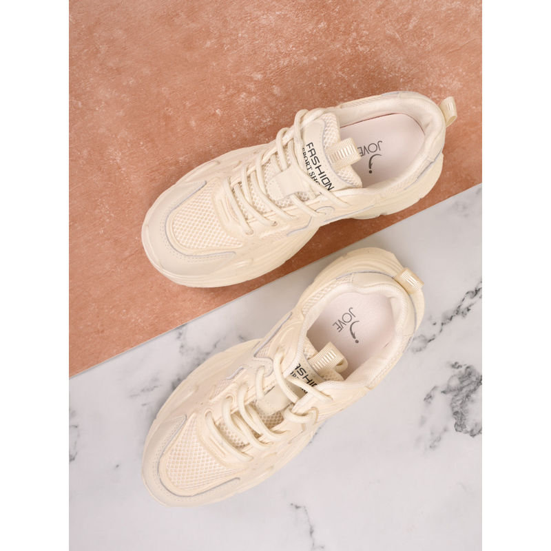 Jove Women Beige Solid Sneakers (EURO 40)