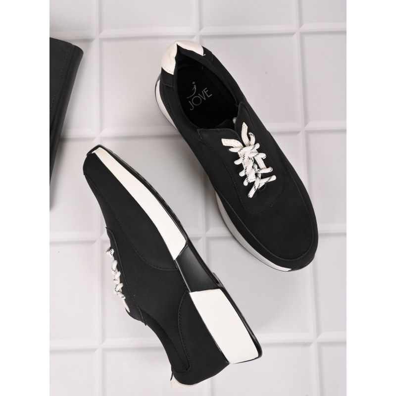 Jove Women Black Solid Sneakers (EURO 36)