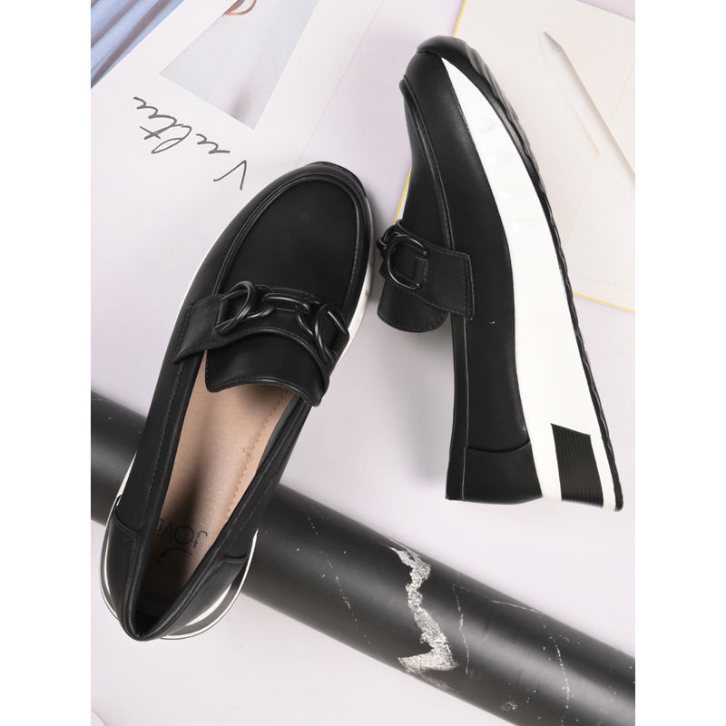 Jove Women Black Shinny Sneakers (EURO 41)