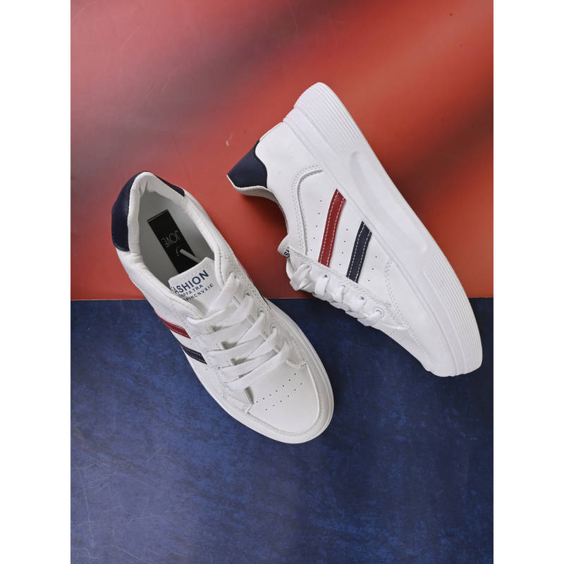 Jove Women White & Red Colourblocked Sneakers (EURO 36)