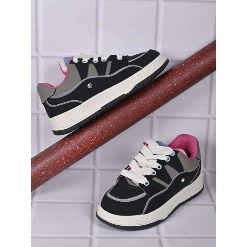 Jove Women Black & Pink Colourblocked Sneakers (EURO 36)