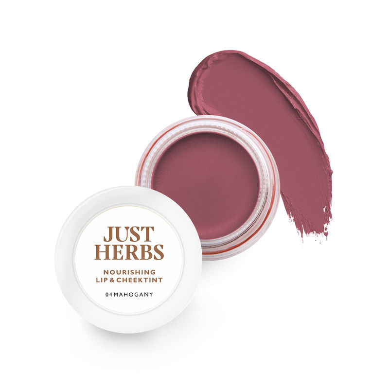 Just Herbs Lip & Cheek Tint and Blush for Eyelids, Cheeks & Lips, 04 Mahogony