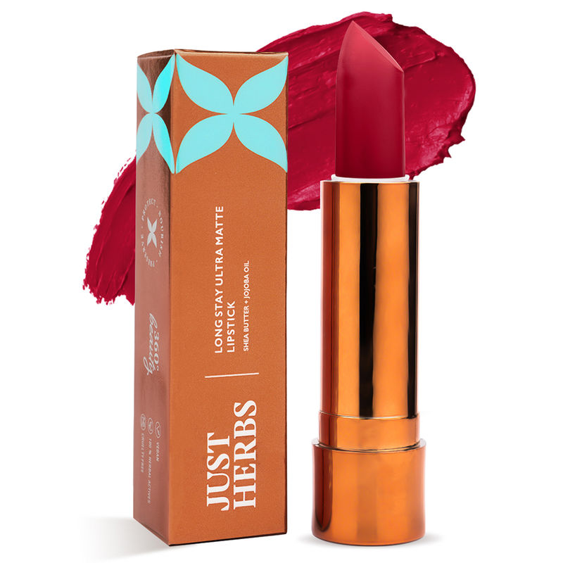 Just Herbs Ultra Matte Lipstick, Sultry Scarlet – Classic Red Ultra Matte Lipstick