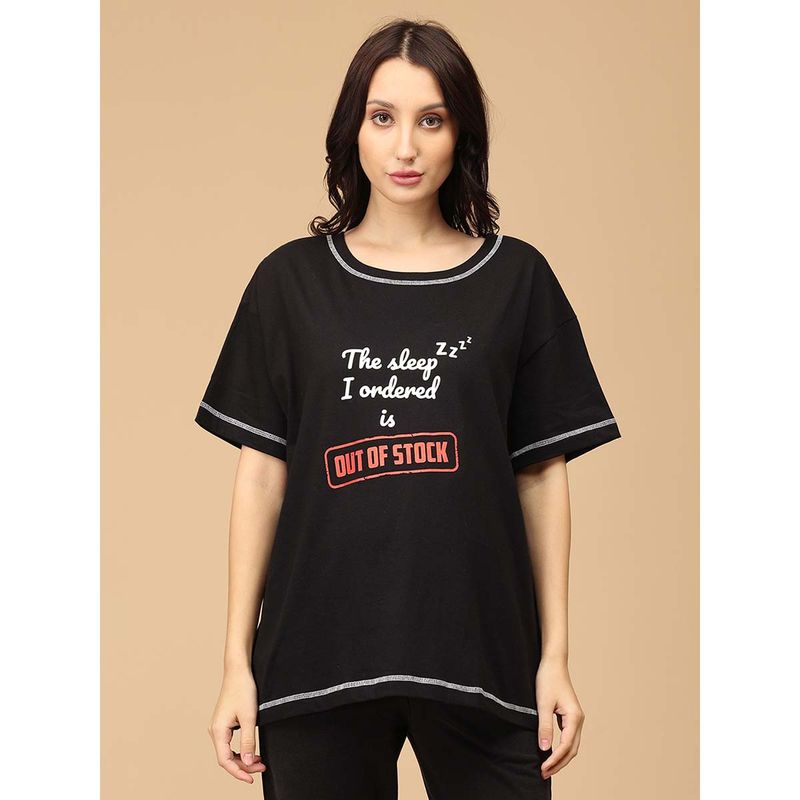 The Mom Store Black Out of Stock Oversized Maternity T-Shirt (XL)