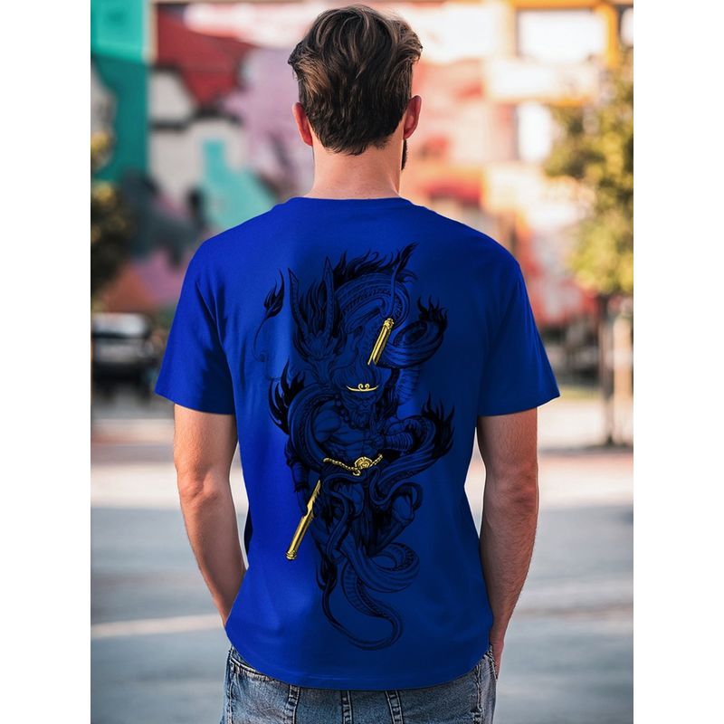 Bewakoof Men's Blue Monkey King Graphic Printed T-shirt (XL)