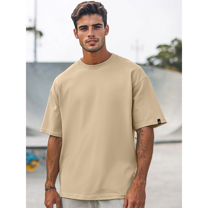 Bewakoof Men's Brown Oversized T-shirt (L)