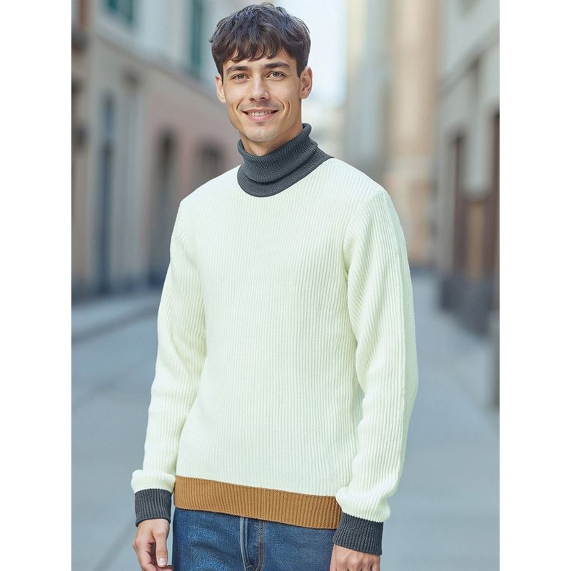 Bewakoof Men's Gardenia Flatknit Sweater (M)