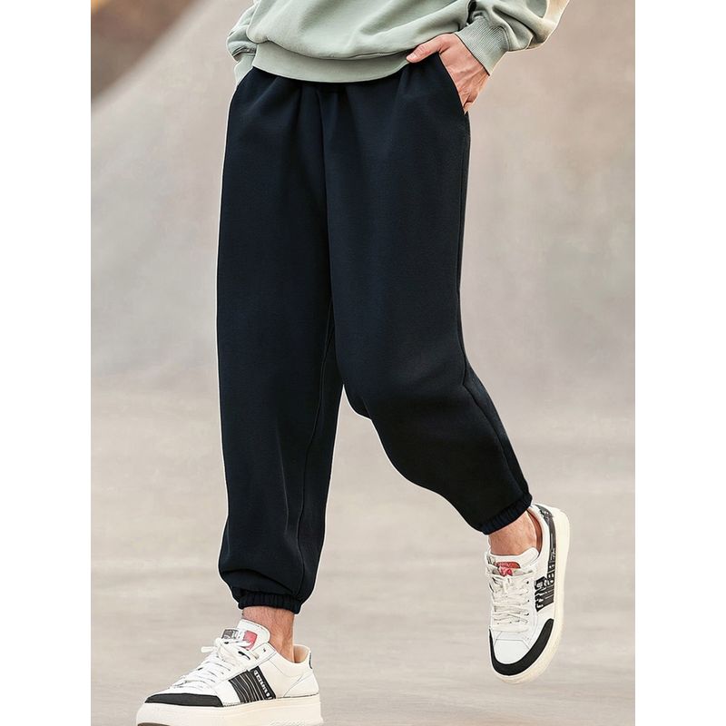 Bewakoof Heavy Duty 1.0 Men's Black Super Loose Fit Brushed Joggers (L)