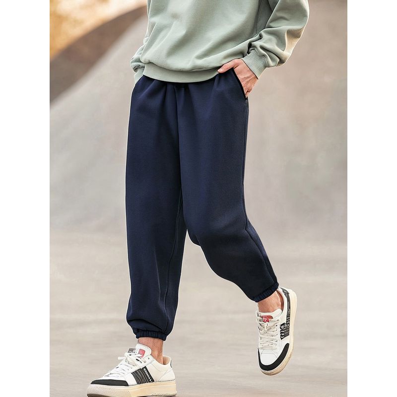 Bewakoof Men's Navy Blue Oversized Joggers (M)