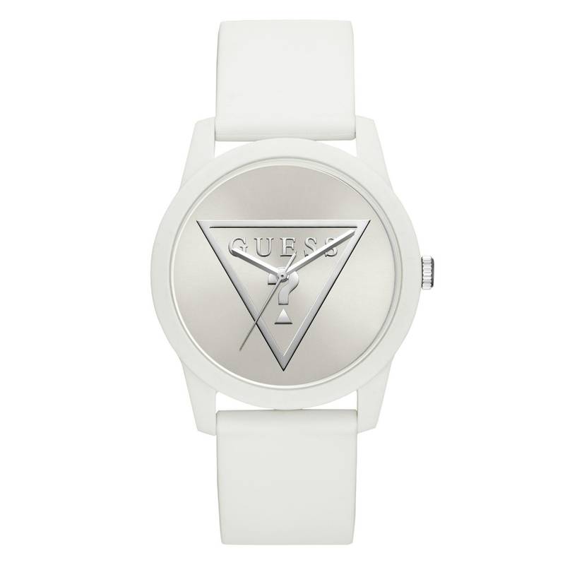 Guess Luna Diamonds White Dial White Rubber Strap Watch for Women - W0653L4
