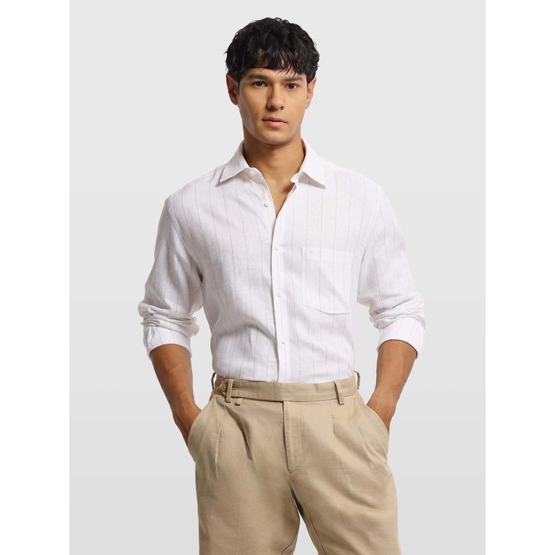 Arrow White Linen Stripes Shirt (40)