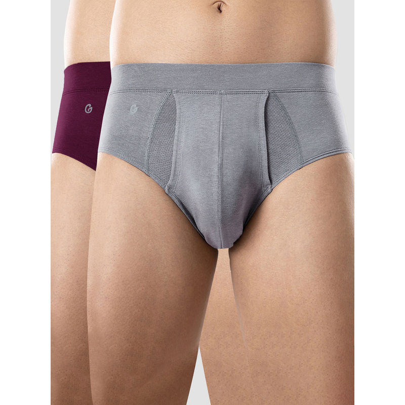 GLOOT Men Briefs Gluctiebr01Po2 Plum Grey Melange (M)