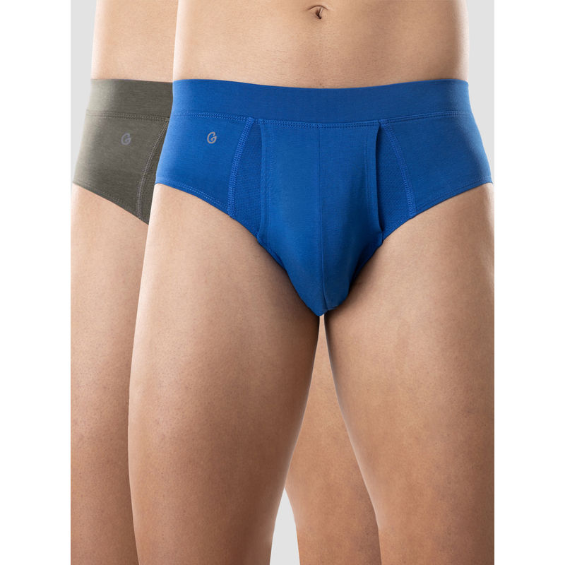 GLOOT Men Briefs Gluctiebr01Po2 Royal Blue Olive Melange (S)