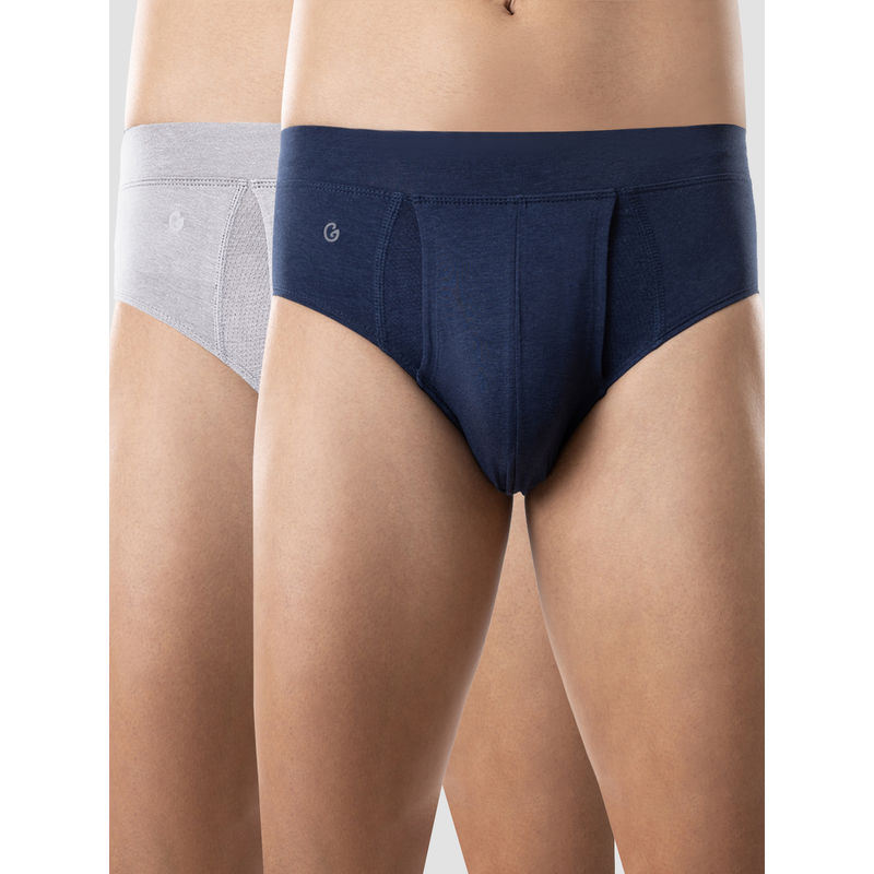 GLOOT Men Trunks Gluctietr01Po2 Dress Blues Grey Melange (L)