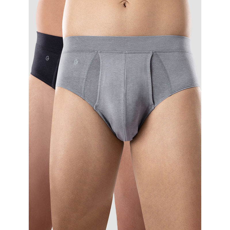GLOOT Men Trunks Gluctietr01Po2 Grey Melange Jet Black (S)