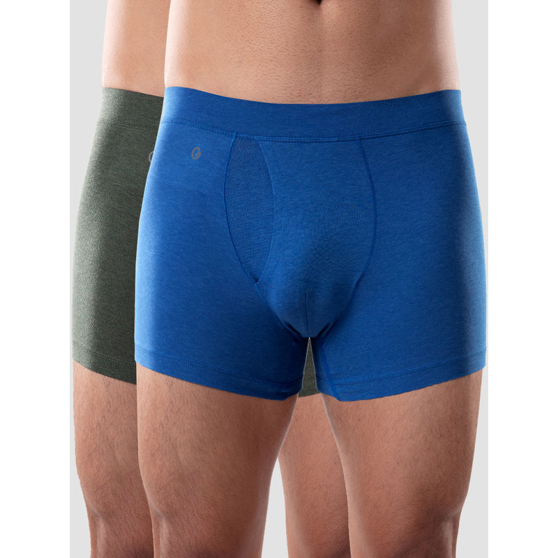 GLOOT Men Boxer Briefs Gluctoebb01Po2 Royal Blue Olive Melange (XL)