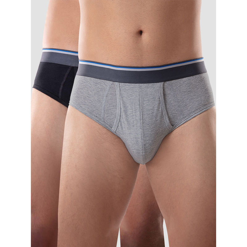 GLOOT Men Briefs Gluctoebr01Po2 Jet Black Grey Melange (L)