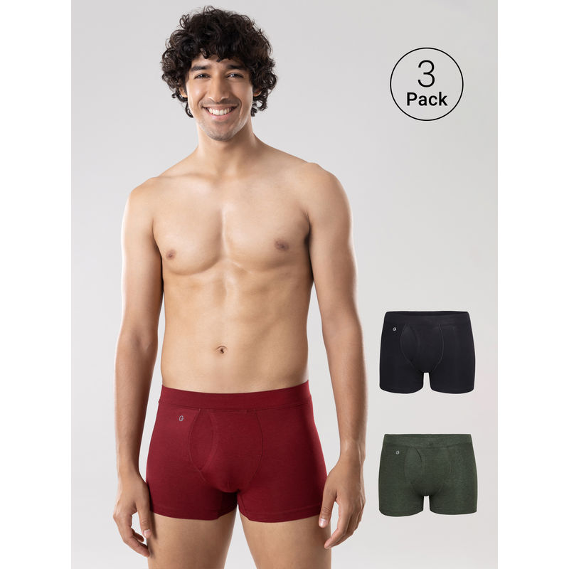 GLOOT Men Trunks Gluctietr01Po3 Biking Red Jet Black Olive Melange (XL)