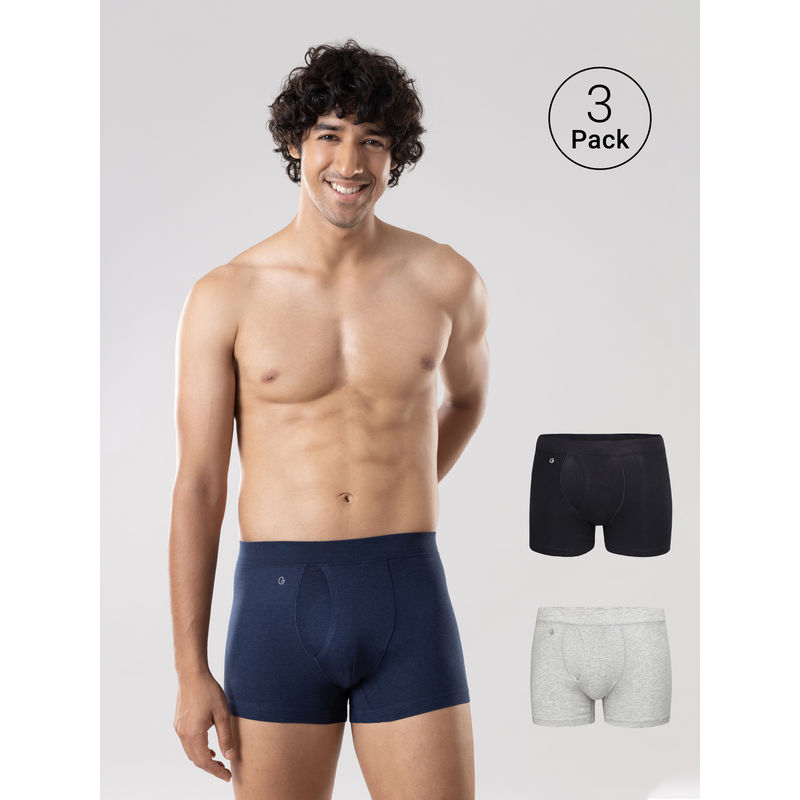 GLOOT Men Boxer Briefs Gluctoebb01Po3 Dress Blues Jet Black Grey Melange (M)