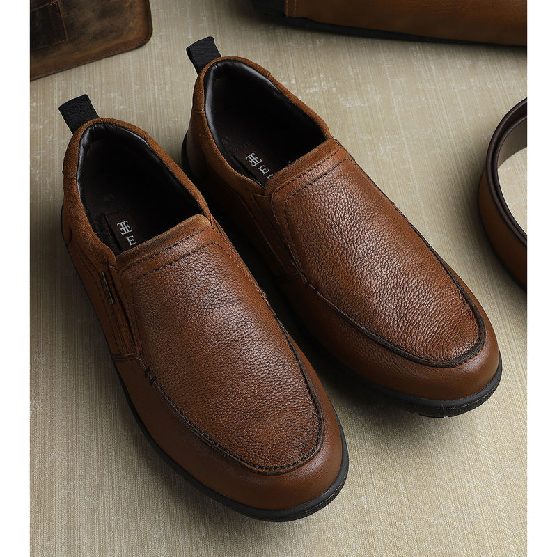 EZOK Tan Leather Slip On Casual Shoes (EURO 43)