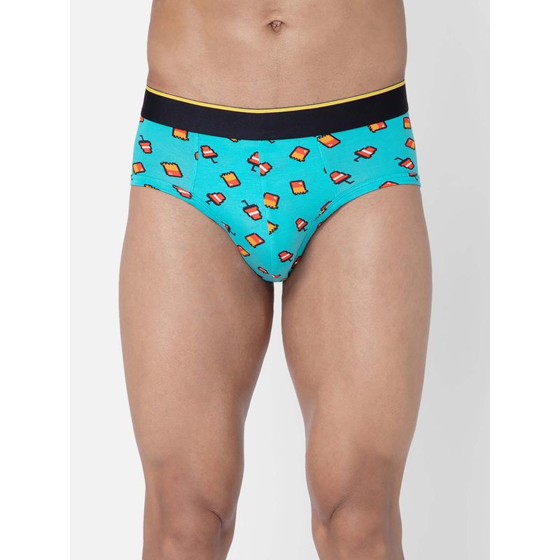 Bummer Blue Mens Printed Micro Modal Briefs Underwear Ultra Soft & Breathable (L)