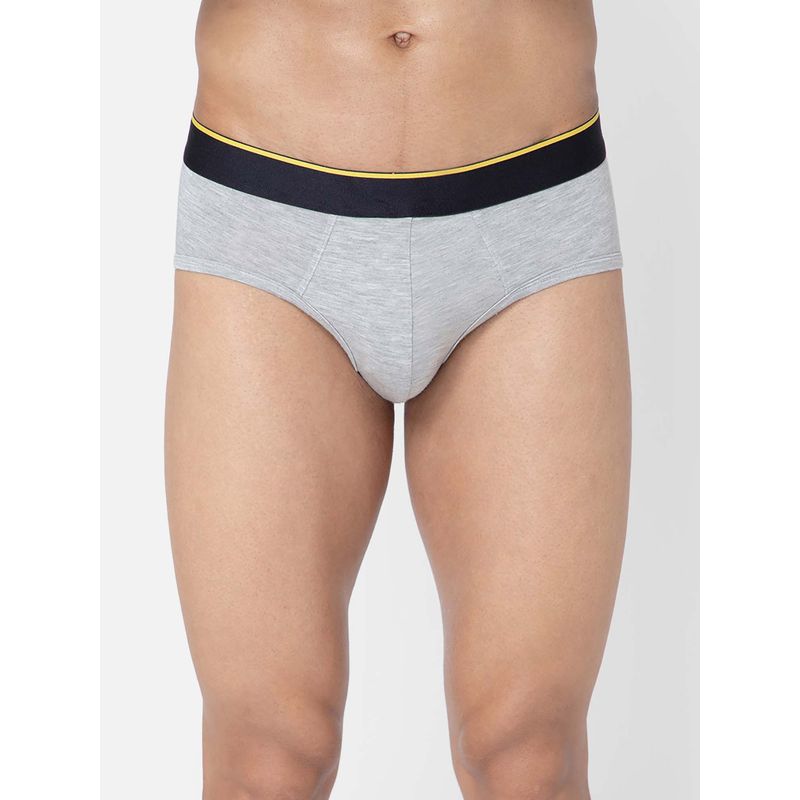 Bummer Grey Mens Solid Micro Modal Briefs Underwear Ultra Soft & Breathable (L)