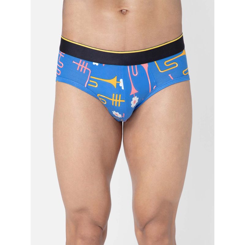 Bummer Blue Mens Printed Micro Modal Briefs Underwear Ultra Soft & Breathable (L)