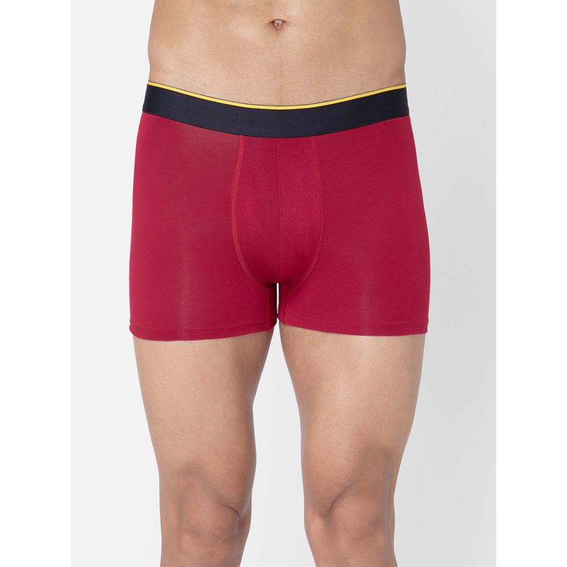 Bummer Maroon Mens Solid Micro Modal Trunks Underwear Ultra Soft & Breathable (L)
