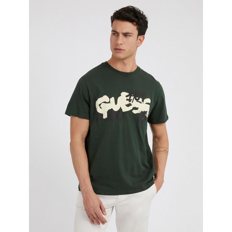 Guess Men Green Round Neck Short Sleeves T-Shirt (XL)