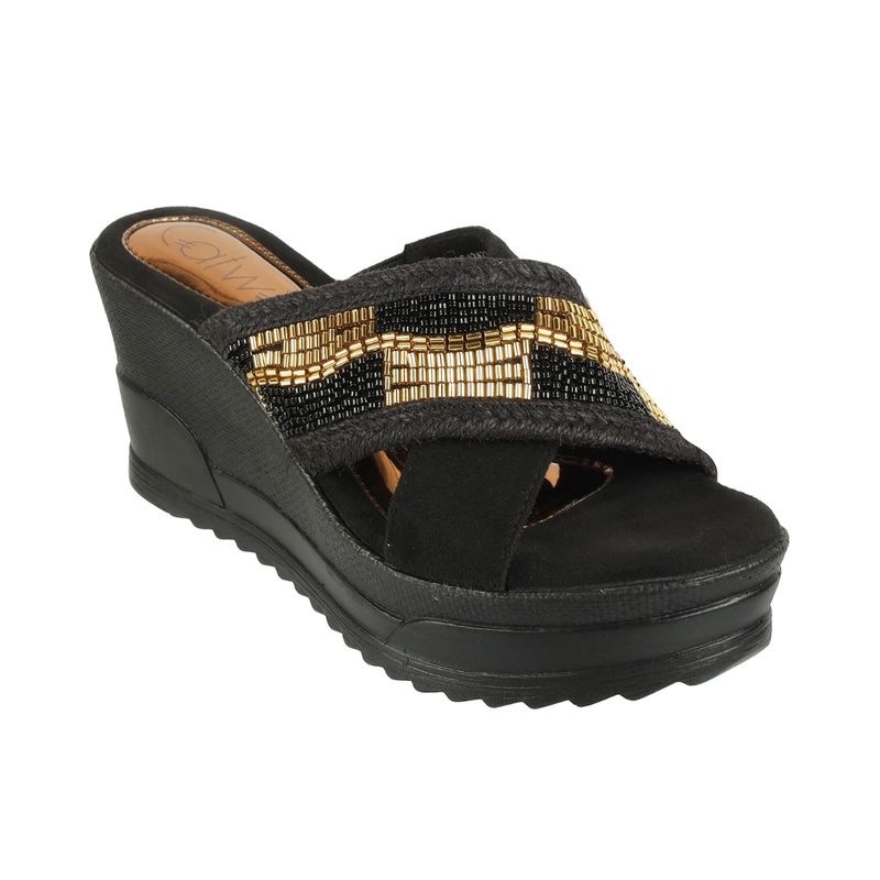 Catwalk Black Causal Women Wedges Heels (UK 8)