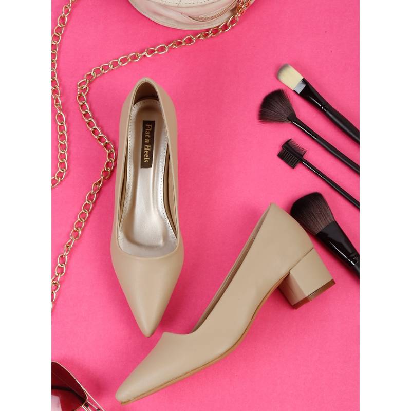 Flat n Heels Beige Women Pump Heels (EURO 38)