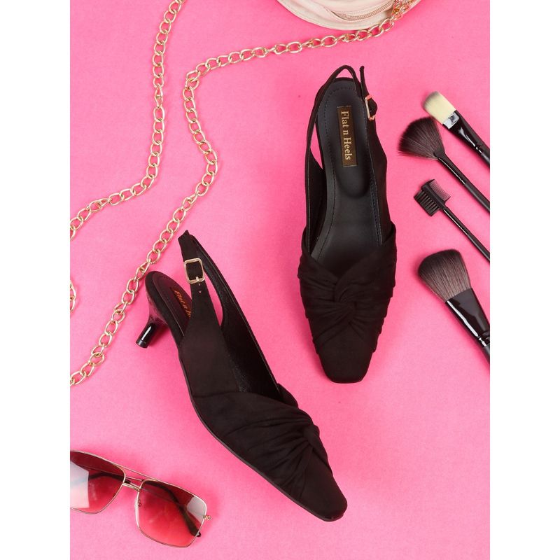 Flat n Heels Black Women Mules Heels (EURO 39)