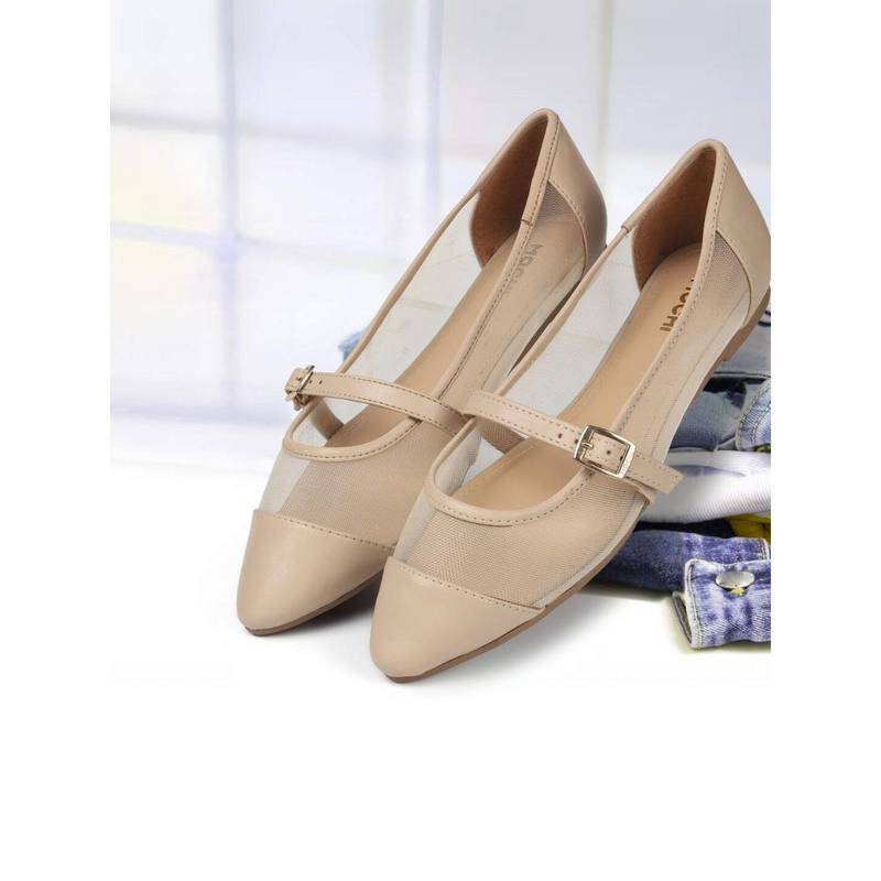 Mochi Womens Beige Slip On Casual Ballerinas (EU 36)
