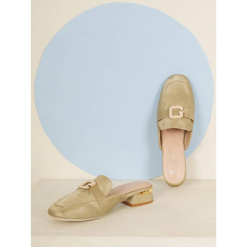 Sherrif Shoes Womens Buckle Detail Lightweight Suede Block Heel Mules - Green (EU 34)
