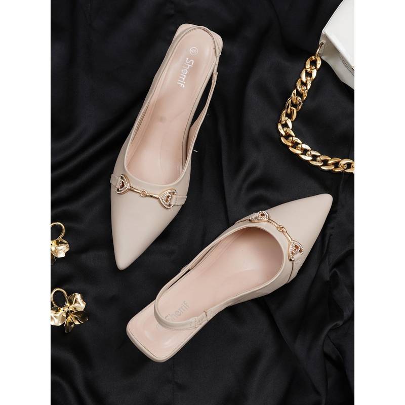 Sherrif Shoes Womens Stiletto Heel Sandals for Elegant Everyday Style - Cream (EU 33)